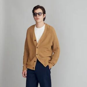 NWT Madewell Cotton-Linen Raglan V-Neck Cardigan Sweater Olive Surplus Size XL